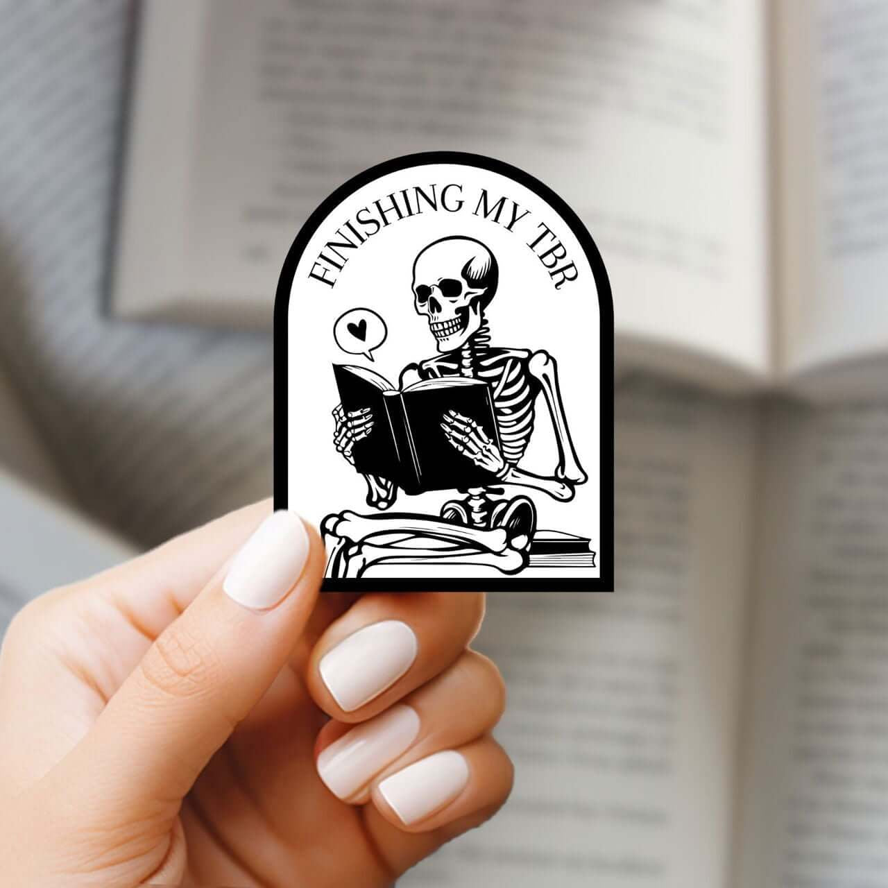 Reading Skeleton "Finishing My TBR" Sticker Bookish Fandom Merch