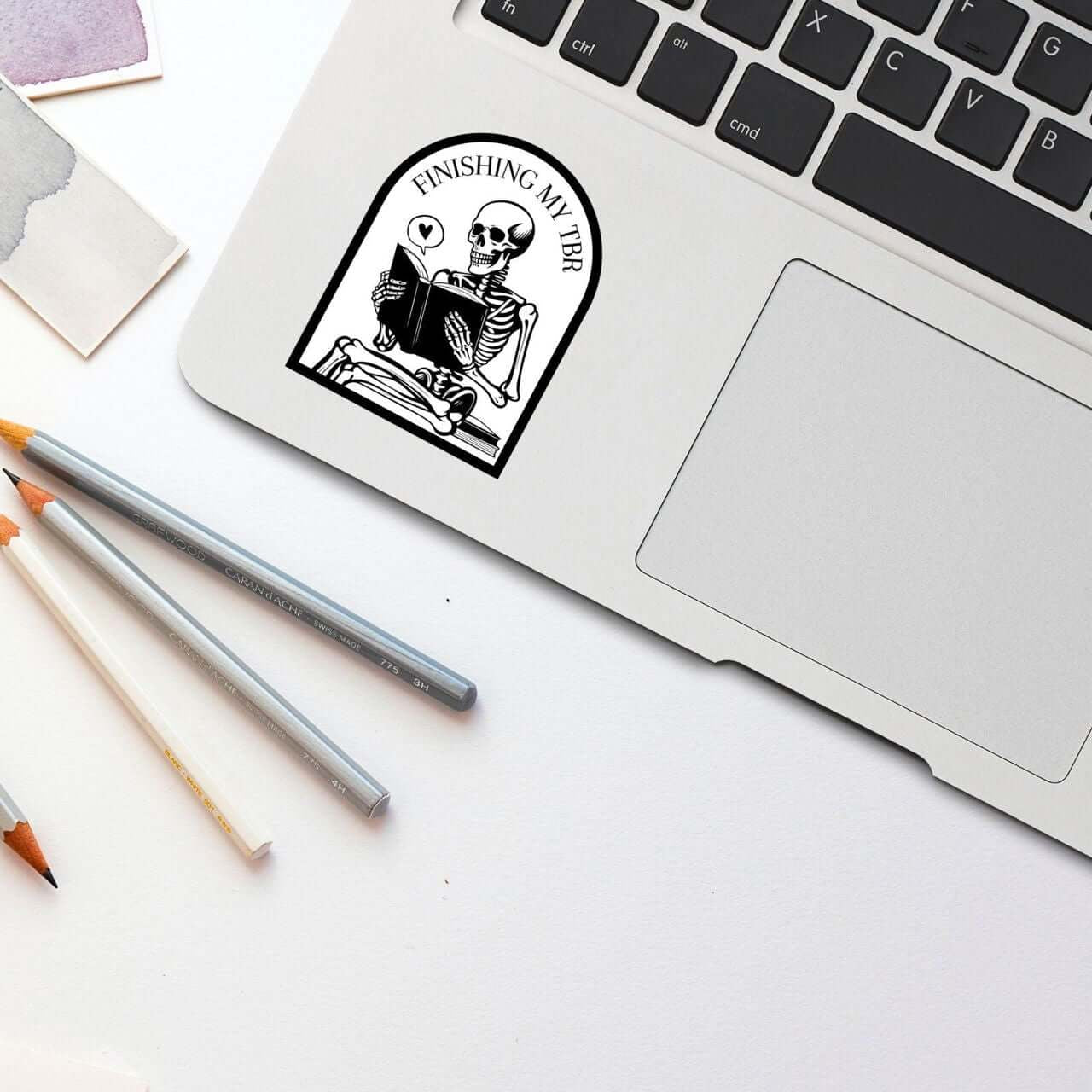 Reading Skeleton "Finishing My TBR" Sticker Bookish Fandom Merch