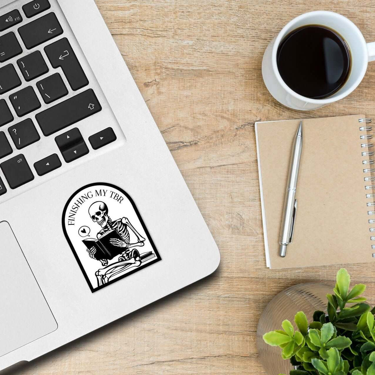 Reading Skeleton "Finishing My TBR" Sticker Bookish Fandom Merch
