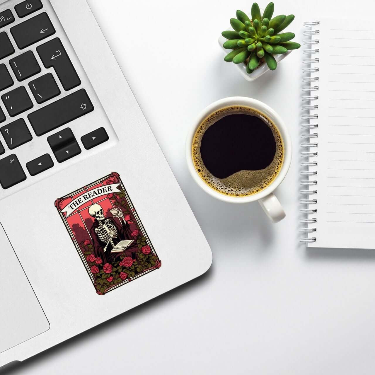 Gothic book lover sticker for Kindles and laptops