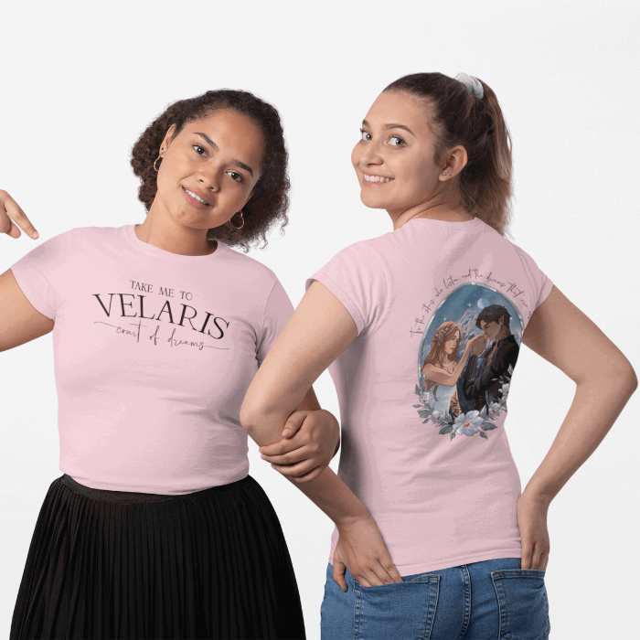 Bookish Queen T-Shirt Pink / S Acotar Velaris T-Shirt - Exclusive Eva Rose Collab