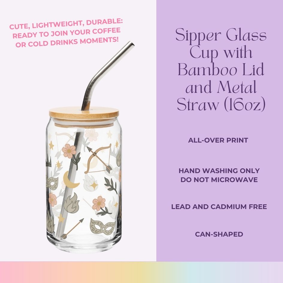 Bookish Queen Glass Cup Archeron Sisters Glass Cup - Acotar Tumbler