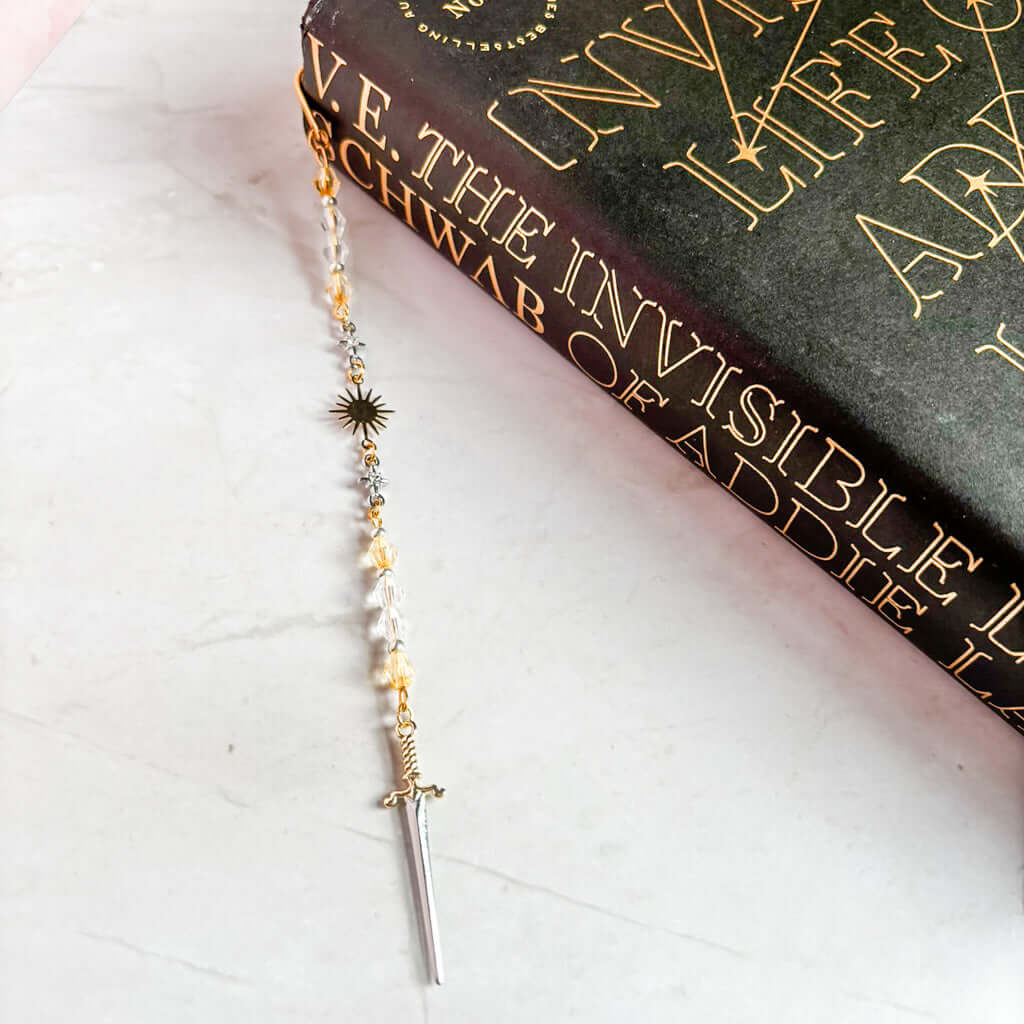 Bookish Queen Bookmarks Beaded Bookmark Charm - The Sun Sword