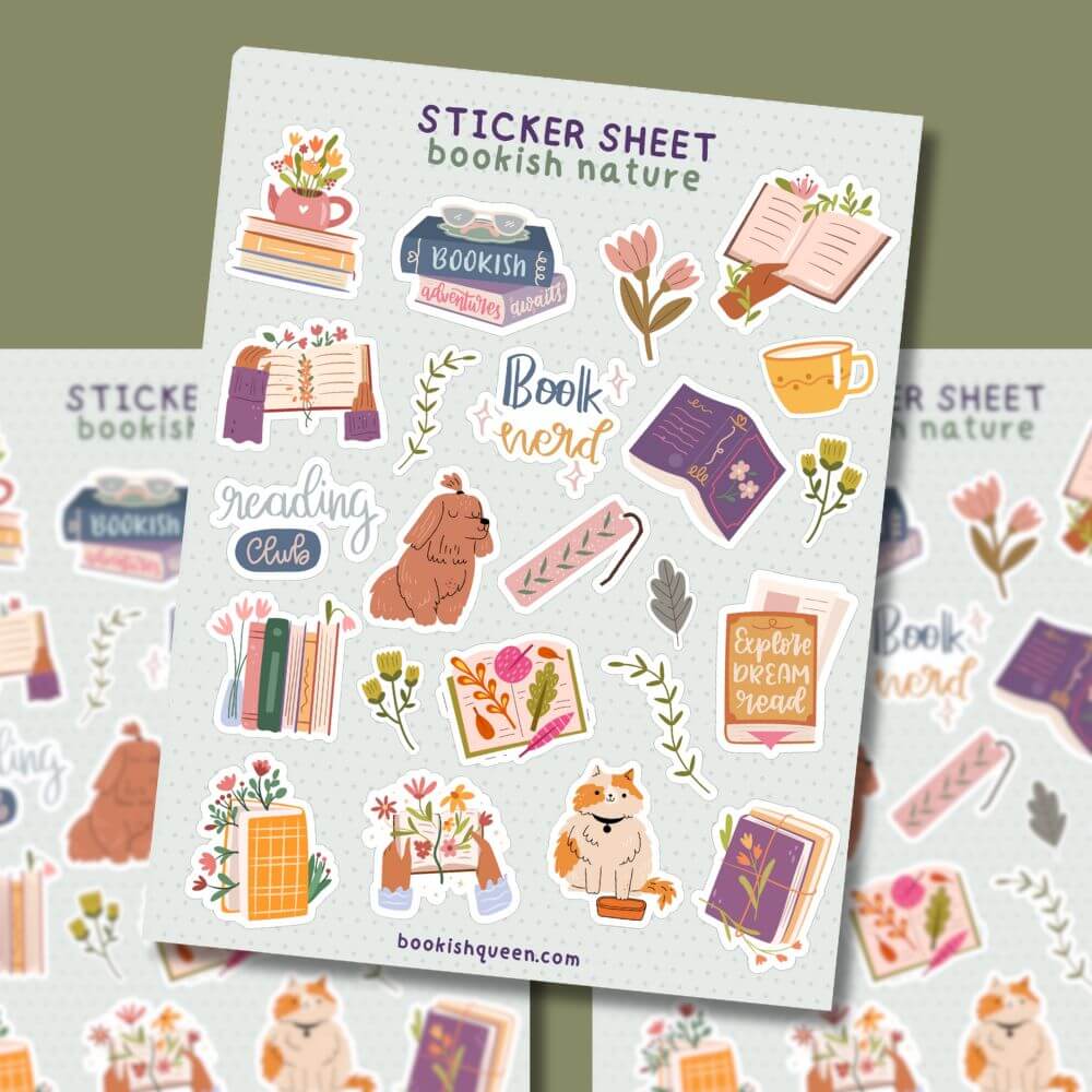 Bookish Queen Sticker Sheets Bookish Cottage Sticker Sheet – Bullet Planner & Book Journal Stickers