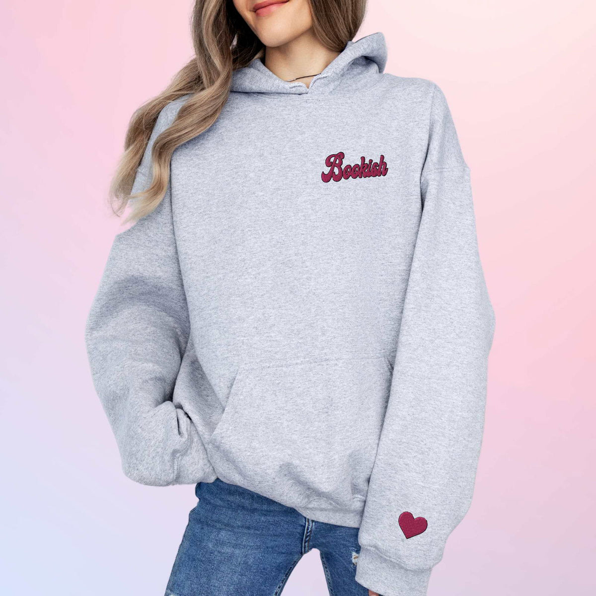 Bookish Queen Sweatshirt Bookish Embroidered Hoodie - Book Lover Heart