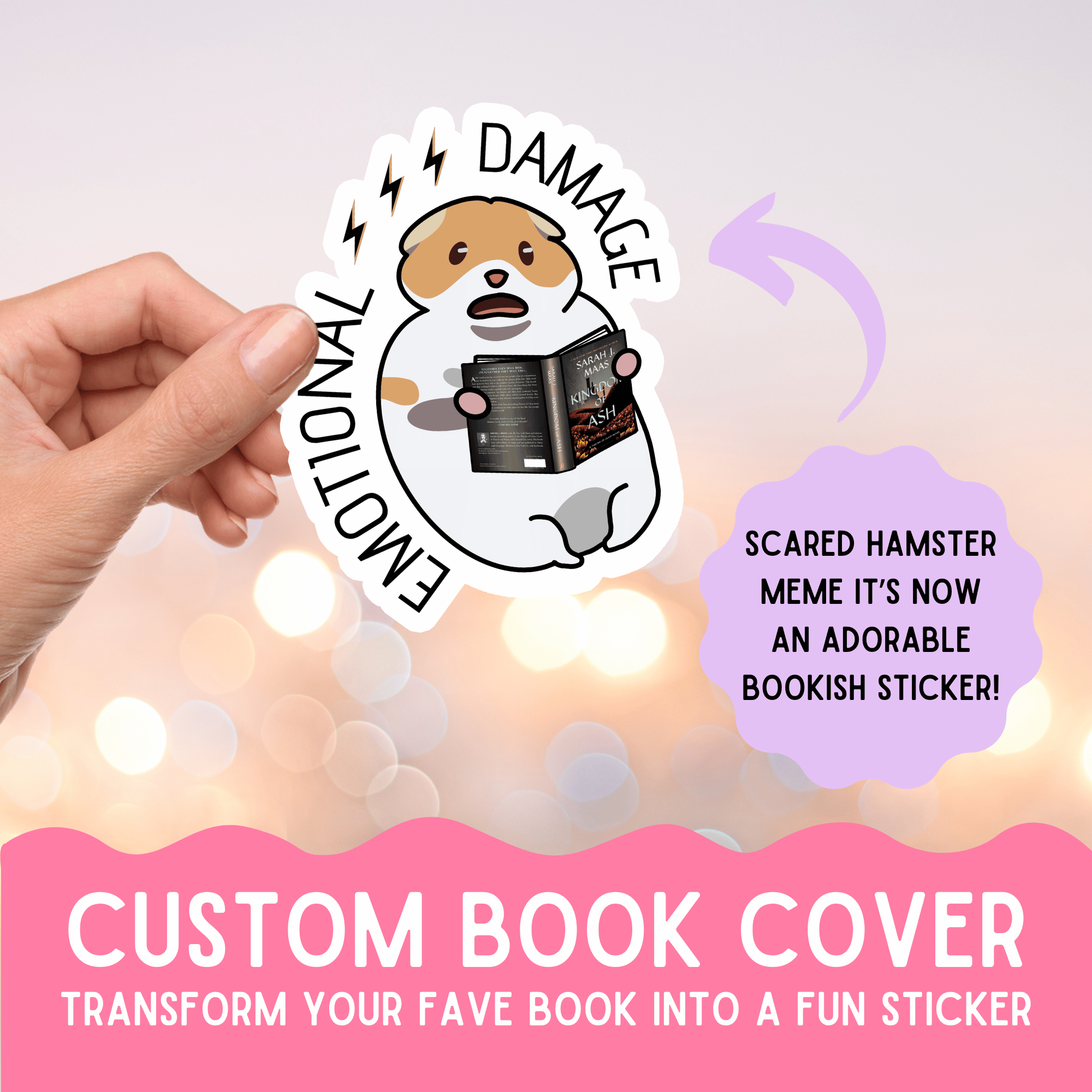 custom-Emotional damage bookish sticker for laptops and readers