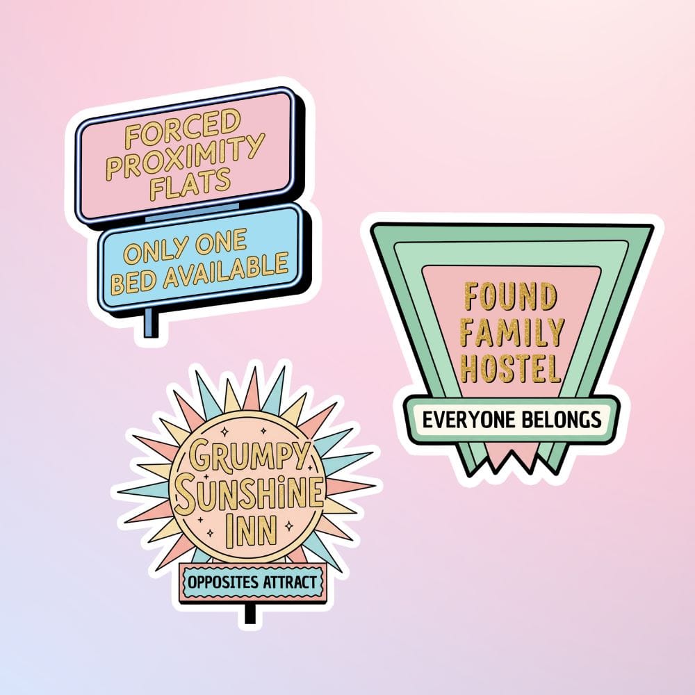 Bookish Queen Sticker Bookish Tropes Retro Motel Sign Stickers