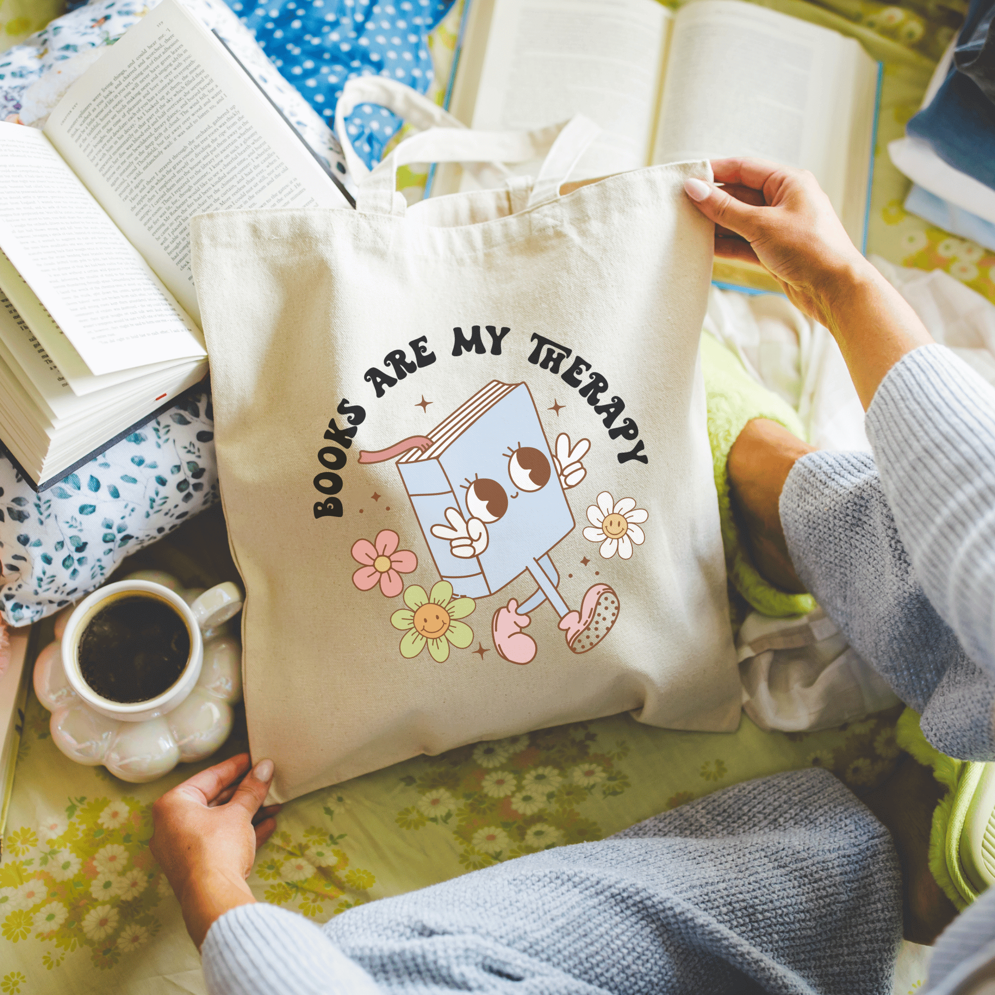 Bookish Queen Tote Bags Books are my Therapy Bookish Tote Bag