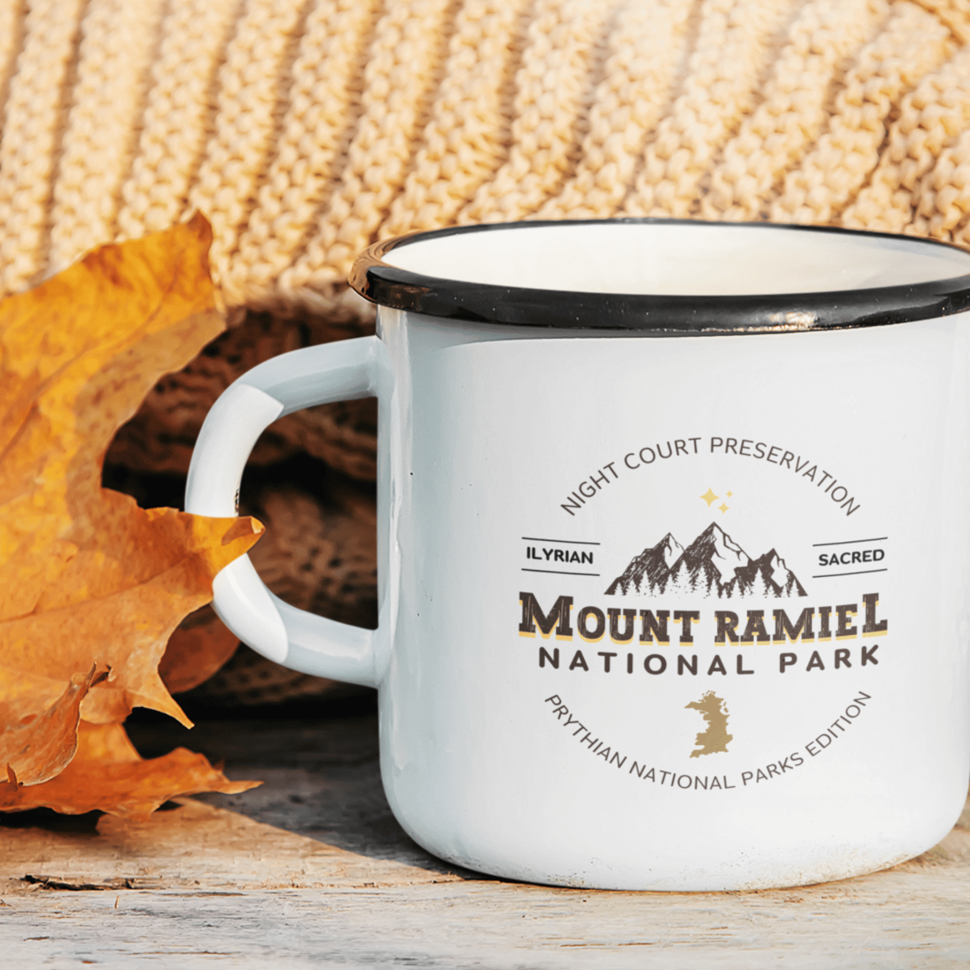 Night Court Preservation Collectible ACOTAR Camping Mug Prythian National Parks Edition Unique Camping Accessory Fantasy Book Lover Gift Stainless Steel Coffee Mug Bookish Outdoor Gear Mount Ramiel Design