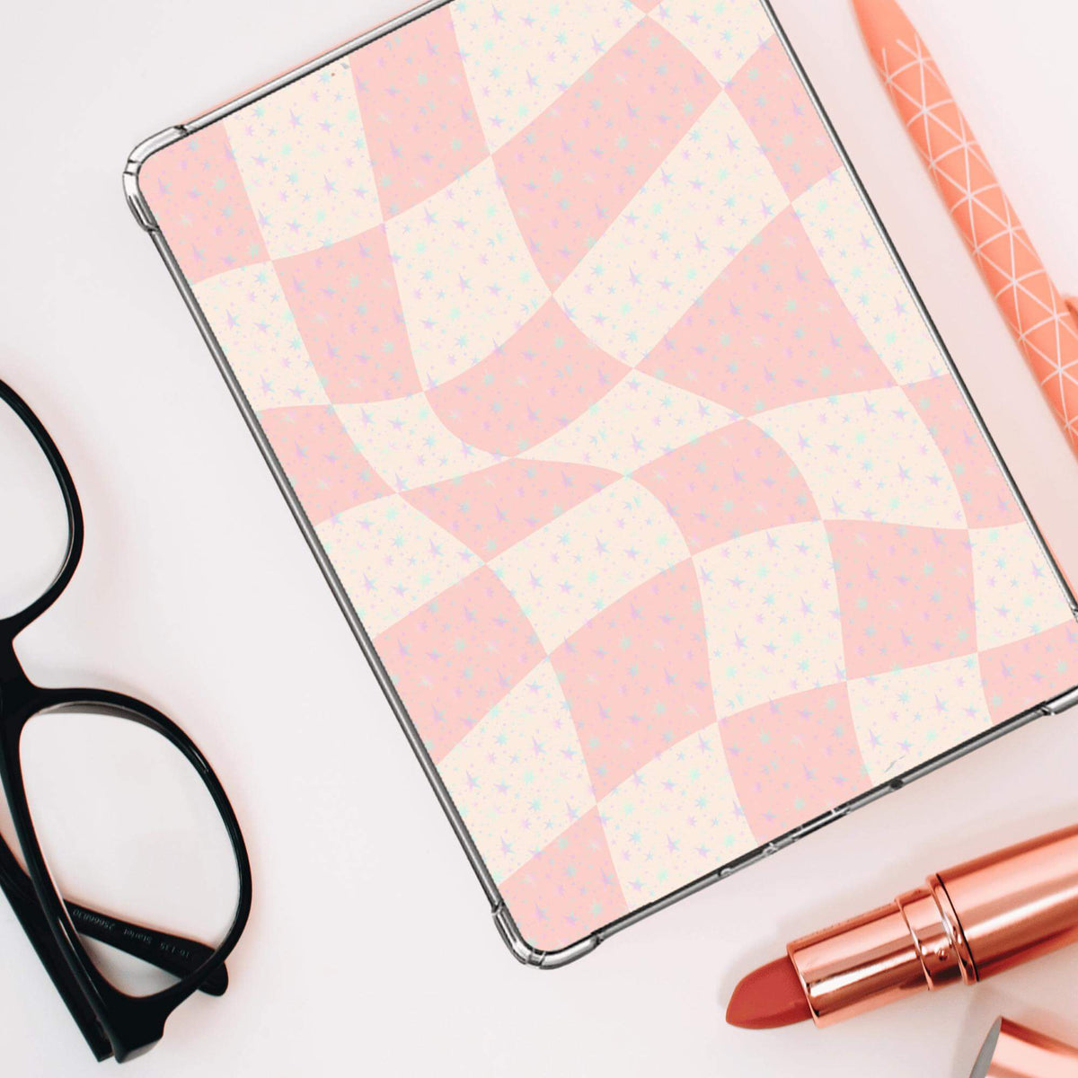 Bookish Queen Kindle Inserts Pink & Beige / Gems / 6'' Display Checkered Kindle Case Inserts - Custom Holographic
