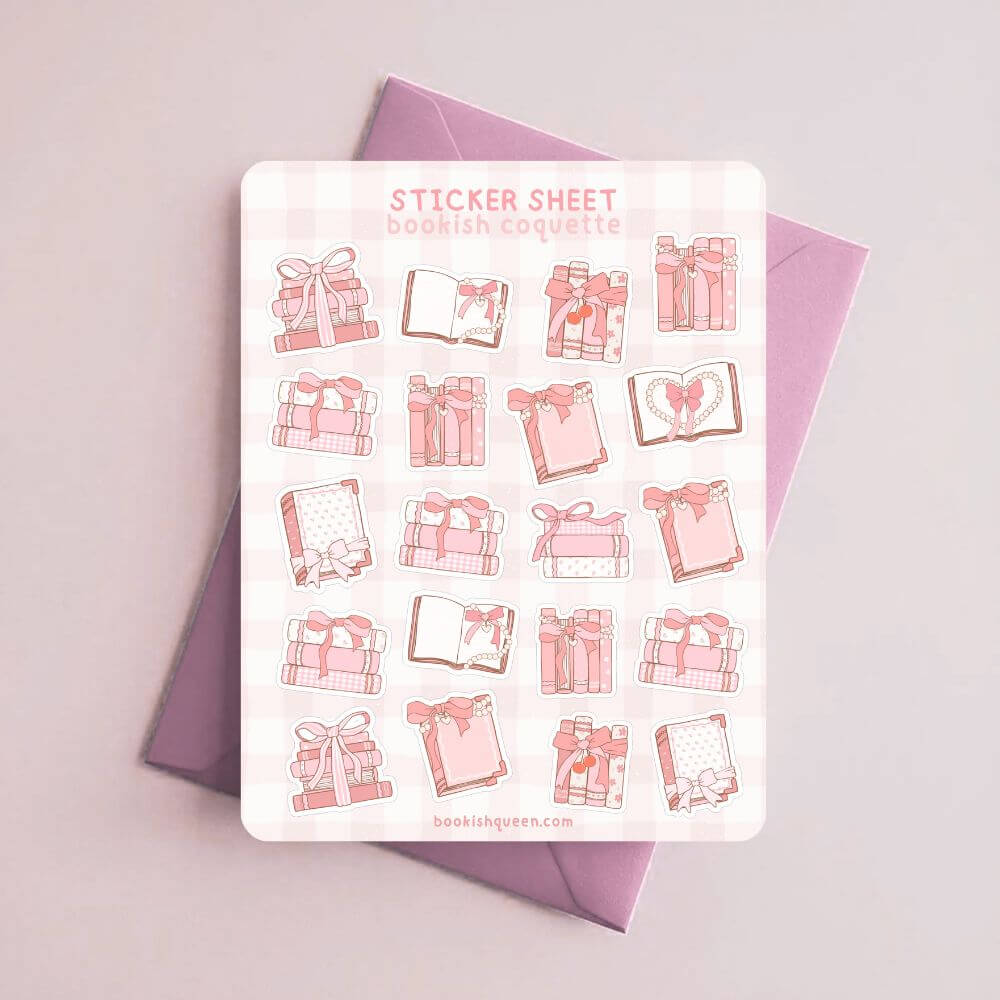 Bookish Queen Sticker Sheets Coquette Girl Sticker Sheet – Pink Planner & Bullet Journal Stickers