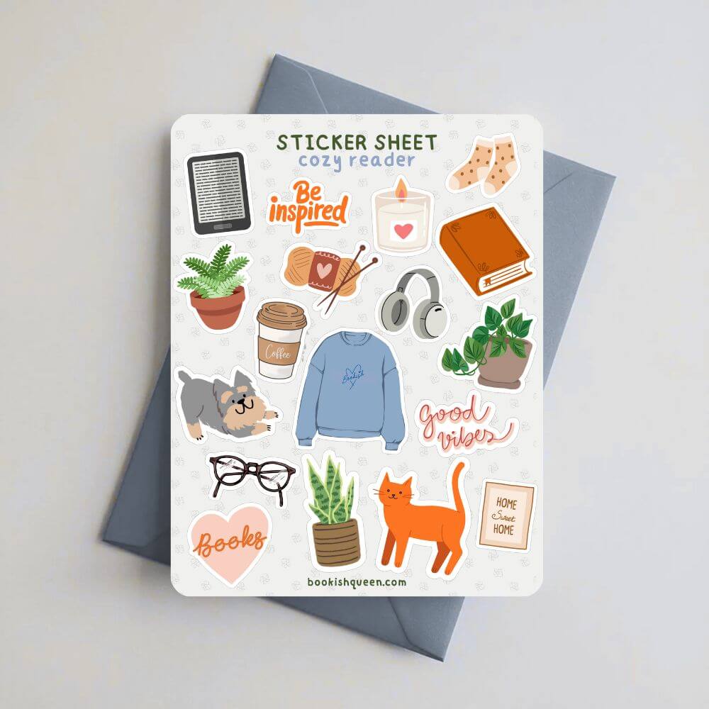 Bookish Queen Sticker Sheets Cozy Reader Sticker Sheet – Bookish Journal & Planner Stickers