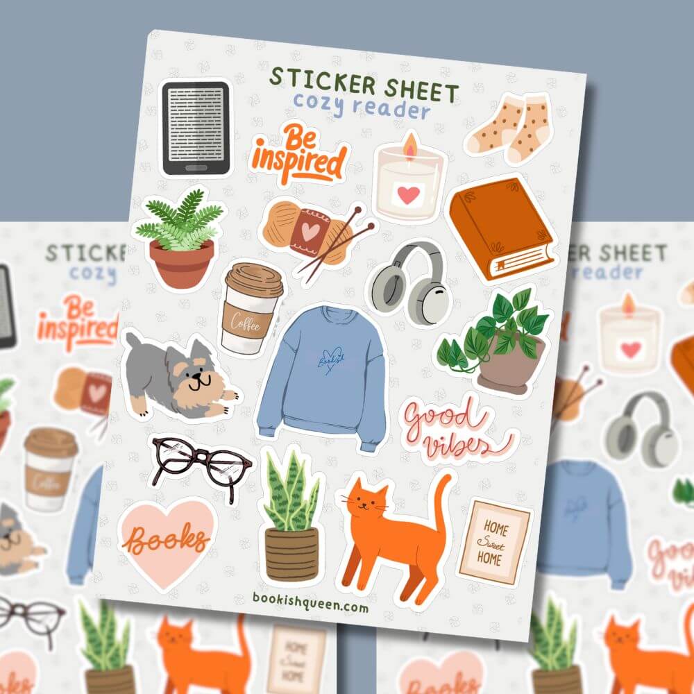 Bookish Queen Sticker Sheets Cozy Reader Sticker Sheet – Bookish Journal & Planner Stickers