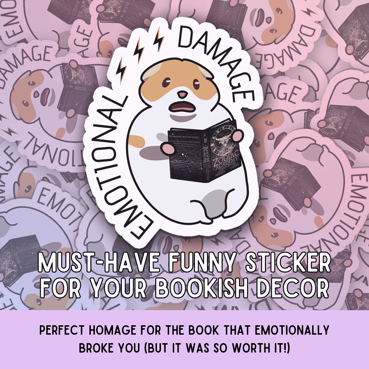 Bookish Queen Sticker Custom Bookish Emotional Damage Scared Hamster Meme