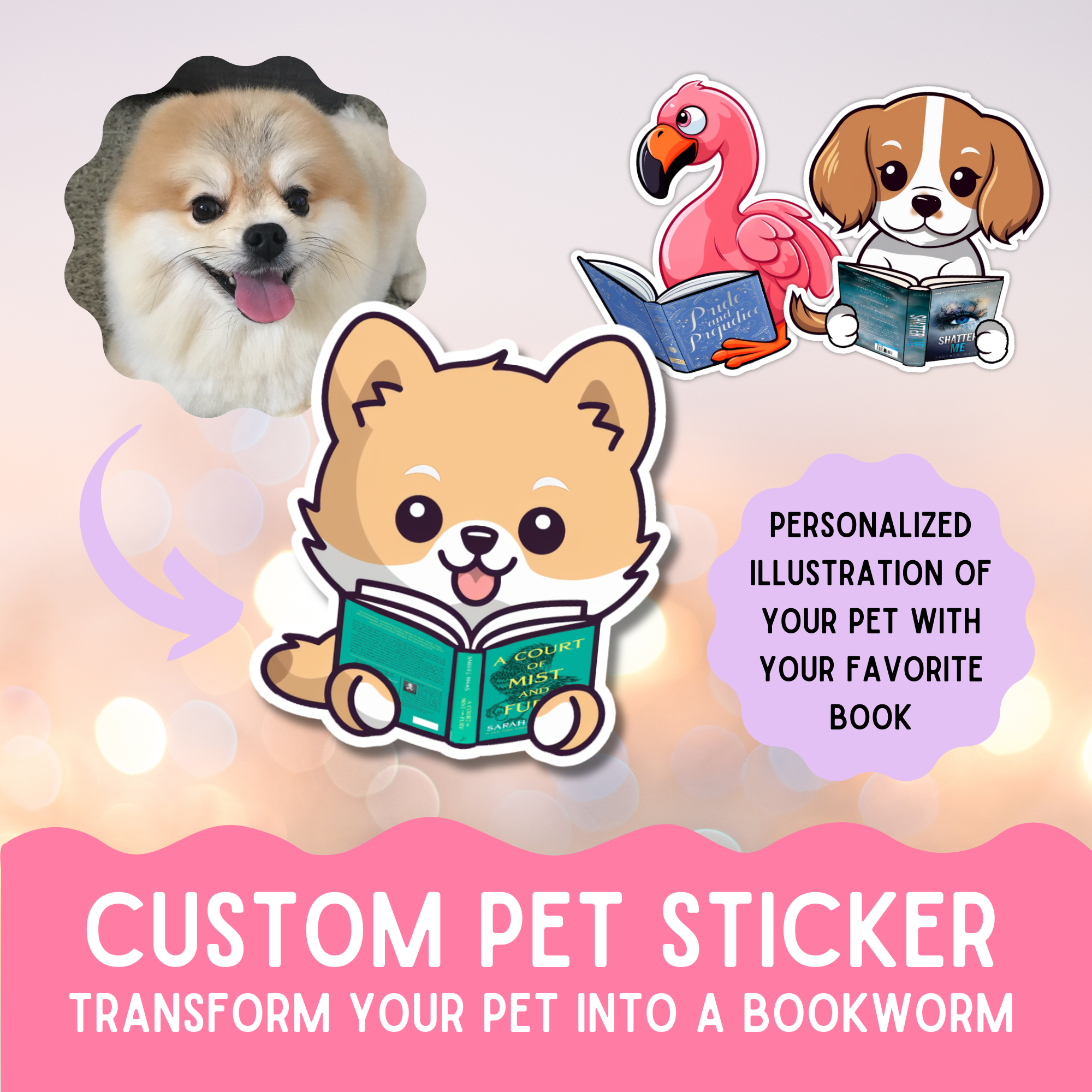 Personalized pet sticker gift for book lovers and pet parents