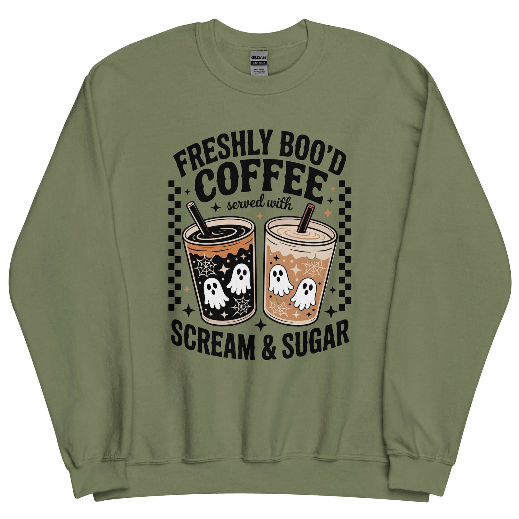 Bookish Queen Sweatshirt Green / S Cutie Ghosts Boo'd Coffee Sweatshirt - Spooky Season