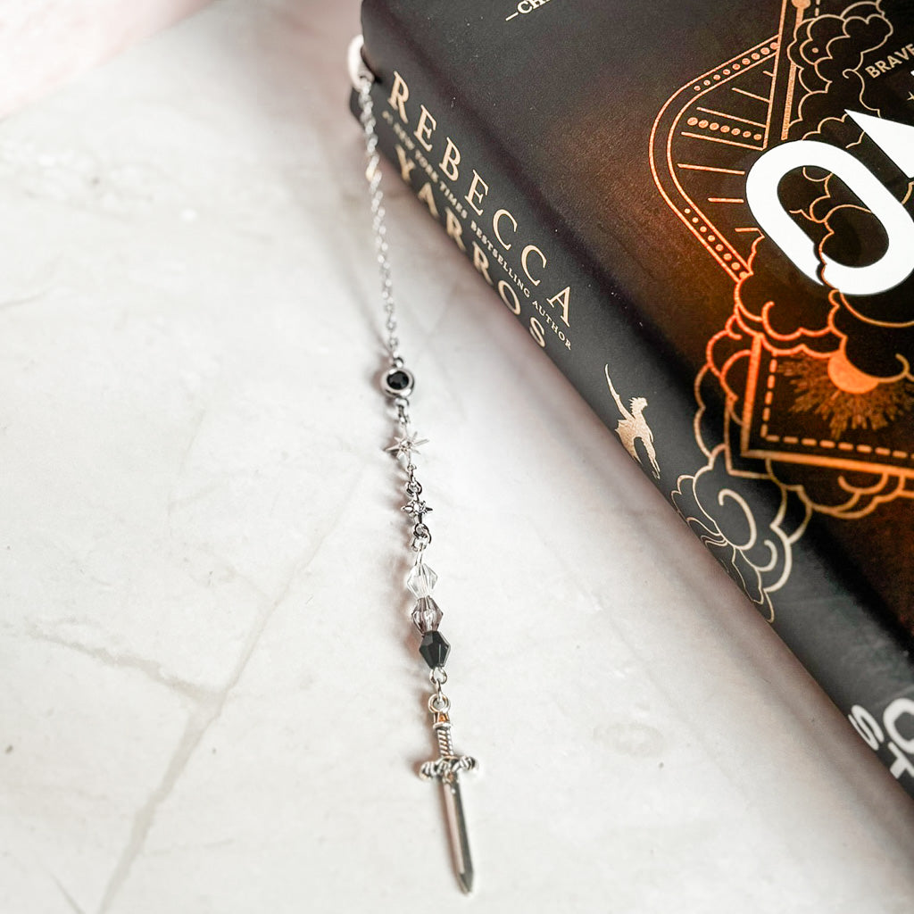 Handmade beaded bookmark with silver metal hook