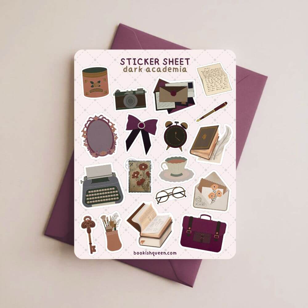 Bookish Queen Sticker Sheets Dark Academia Sticker Sheet – Book Lover Journal & Stationery Stickers