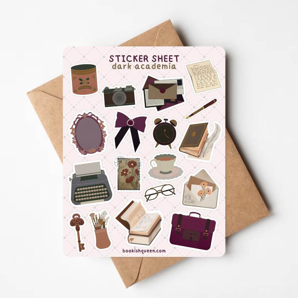 Bookish Queen Sticker Sheets Dark Academia Sticker Sheet – Book Lover Journal & Stationery Stickers