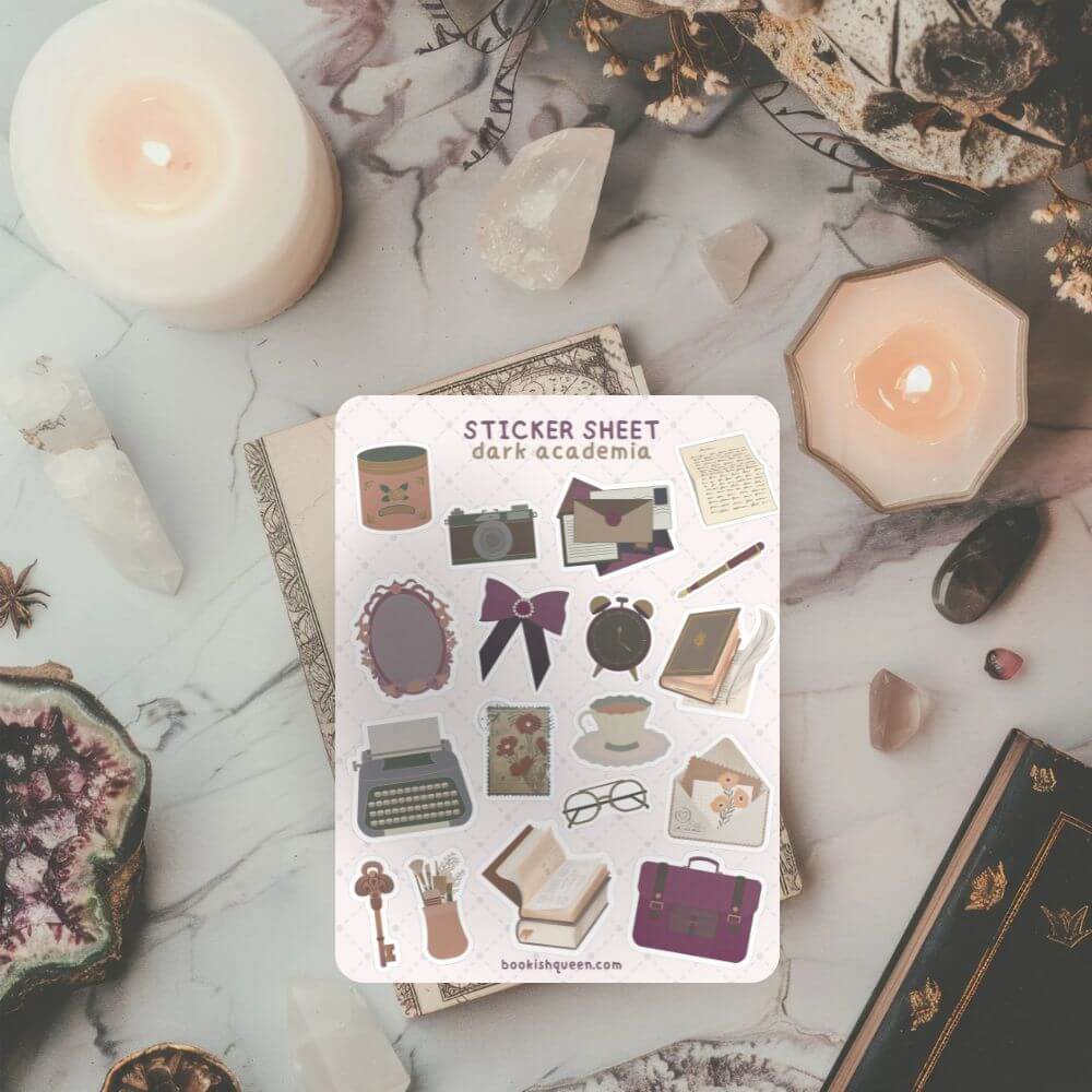 Bookish Queen Sticker Sheets Dark Academia Sticker Sheet – Book Lover Journal & Stationery Stickers