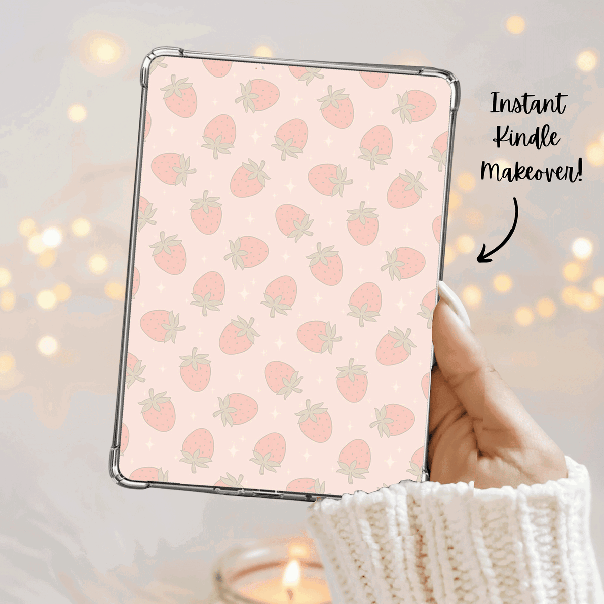 Bookish Queen Kindle Inserts DIGITAL Kindle Case Inserts - Strawberry Core
