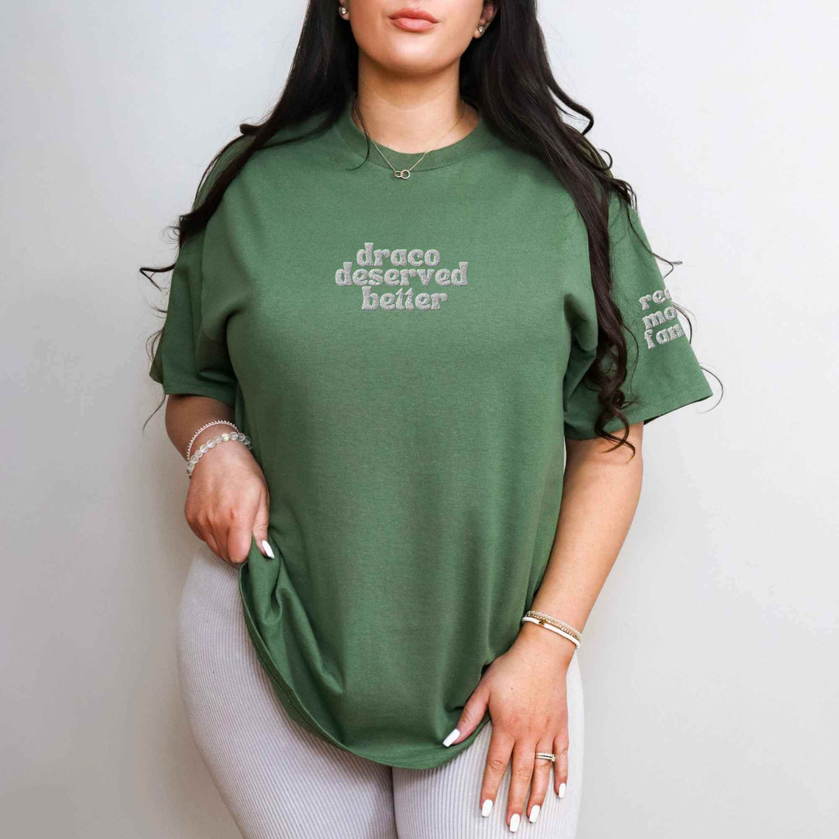 Bookish Queen T-Shirt Green / S Draco Deserved Better Embroidered T-Shirt