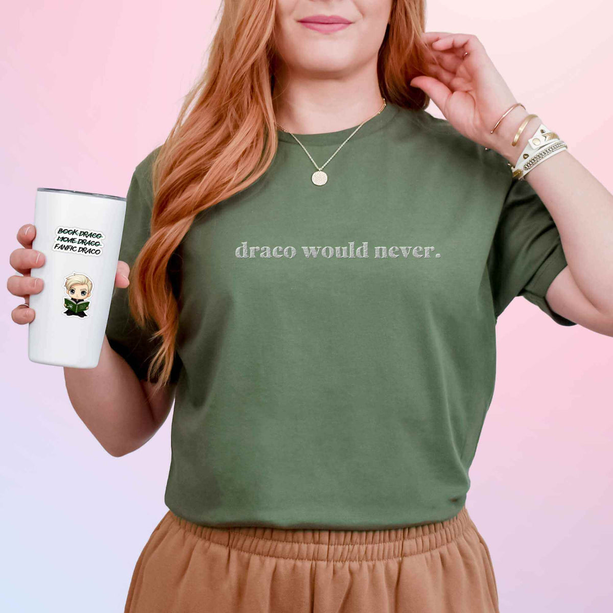 Bookish Queen T-Shirt Green / S Draco Would Never Embroidered T-Shirt