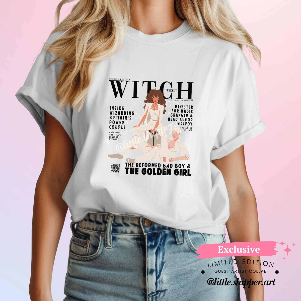 Bookish Queen T-Shirt White Dramione T-Shirt - Exclusive Collab Marley (@little.shipper.art)