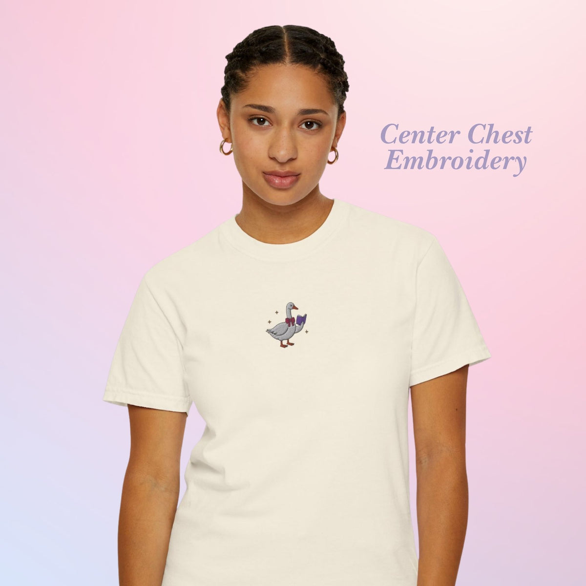 Bookish Queen T-Shirt Beige / S Embroidered Bookish Silly Goose T-Shirt