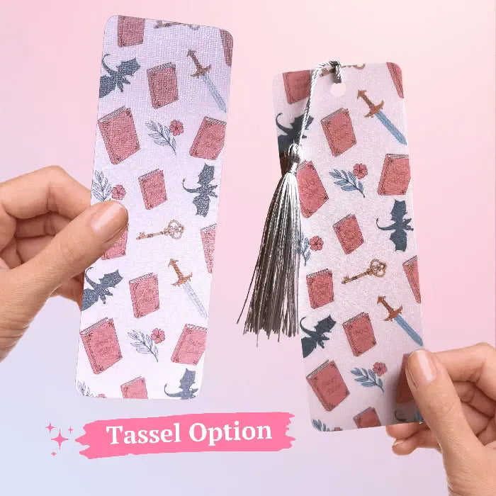bookmark with dragons and books