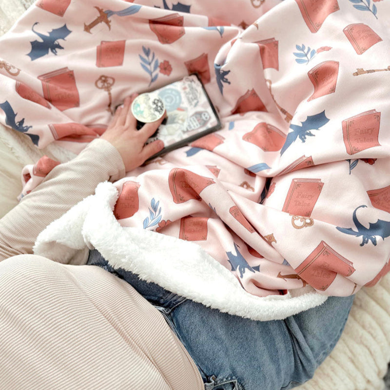 Bookish Queen Home Decor Fantasy Lover Sherpa Plush Fleece Blanket
