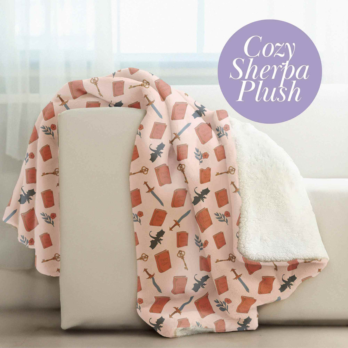 Bookish Queen Home Decor Fantasy Lover Sherpa Plush Fleece Blanket