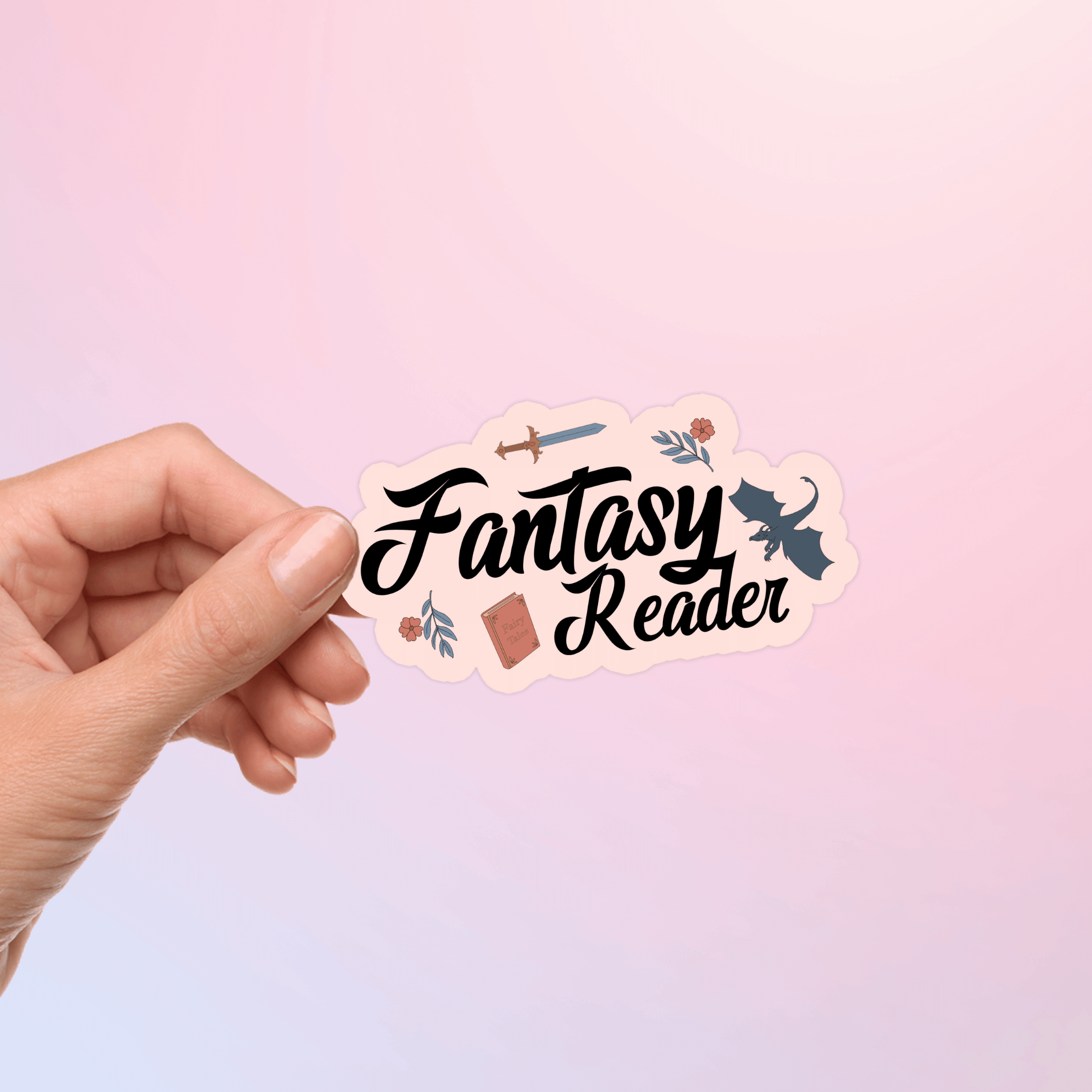 Fantasy reader sticker for book lovers and romantasy fans