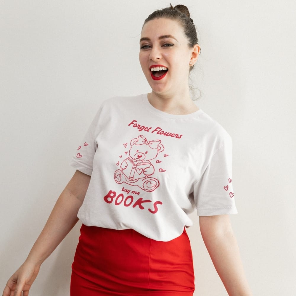 Bookish Queen T-Shirt Forget Flowers, Buy Me Books Reader Tee