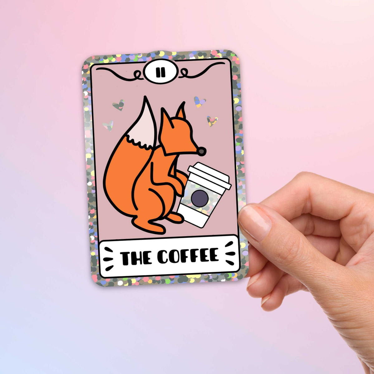 Bookish Queen Bookish Essentials Fox Tarot Card Sticker - Coffee Lovers