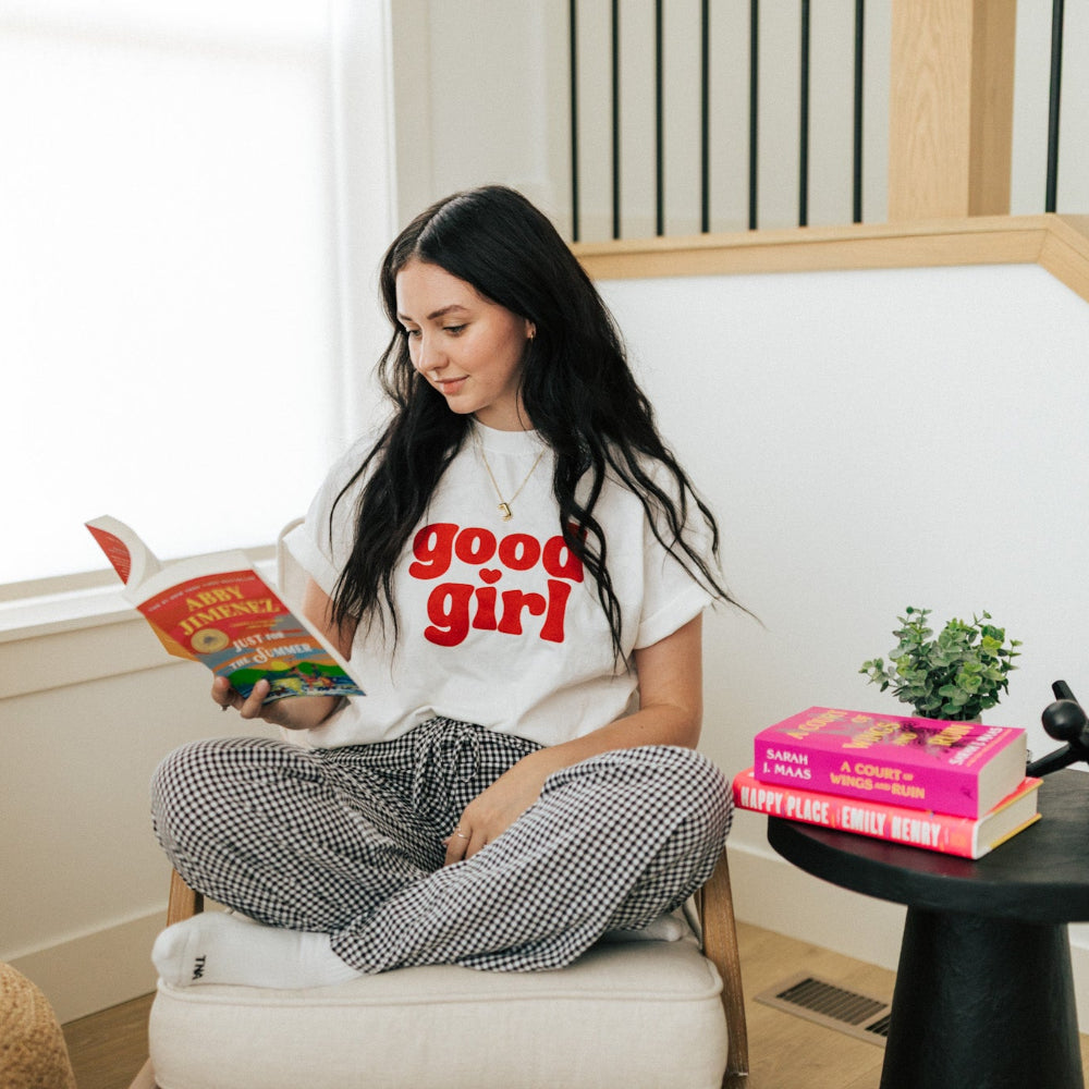 Bookish Queen T-Shirt Good Girl Romance Reader T-Shirt – Velvet Flocked