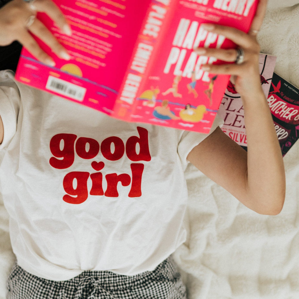 Bookish Queen T-Shirt Good Girl Romance Reader T-Shirt – Velvet Flocked