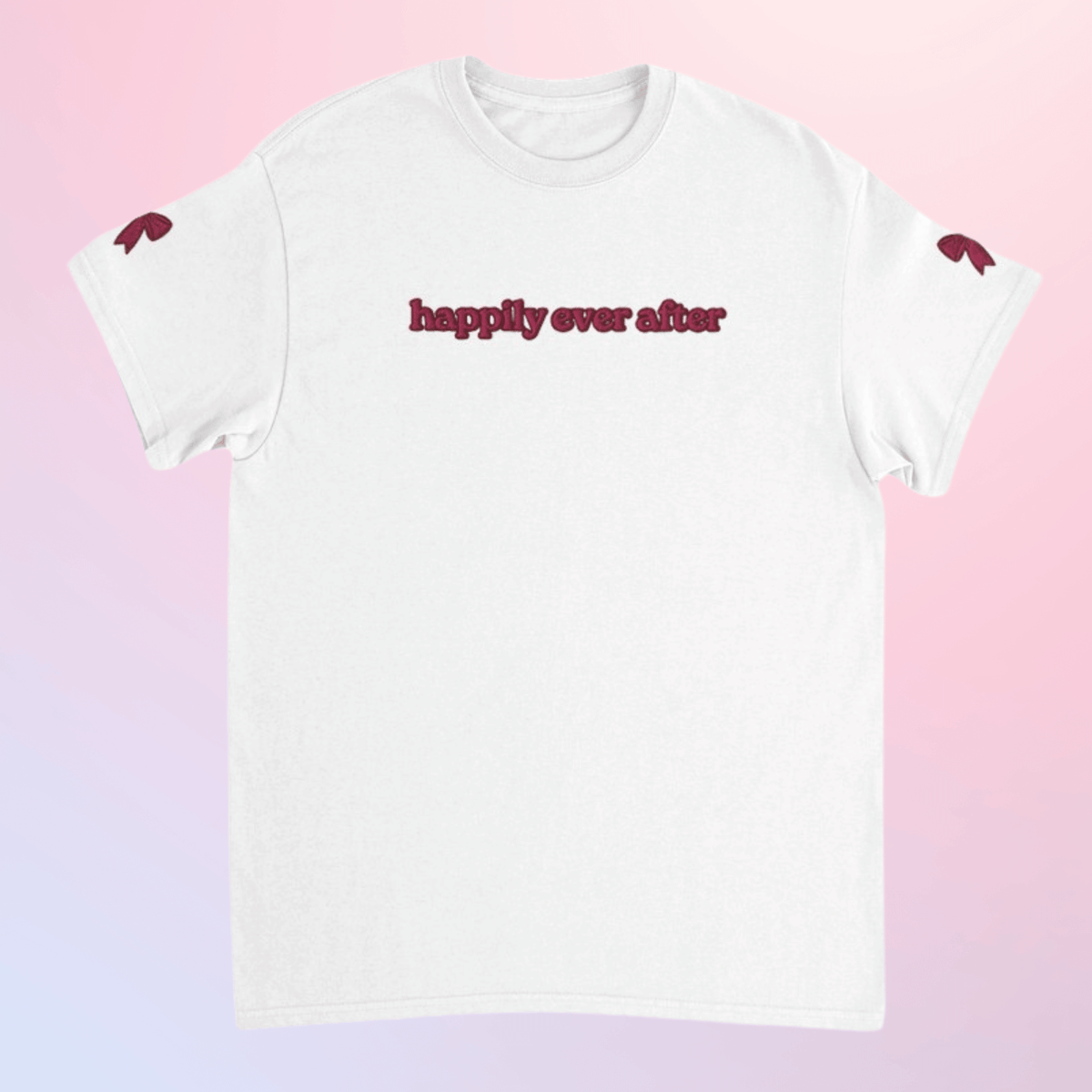 Bookish Queen T-Shirt White / S Happily Ever After Embroidered T-Shirt for Romance Book Lover