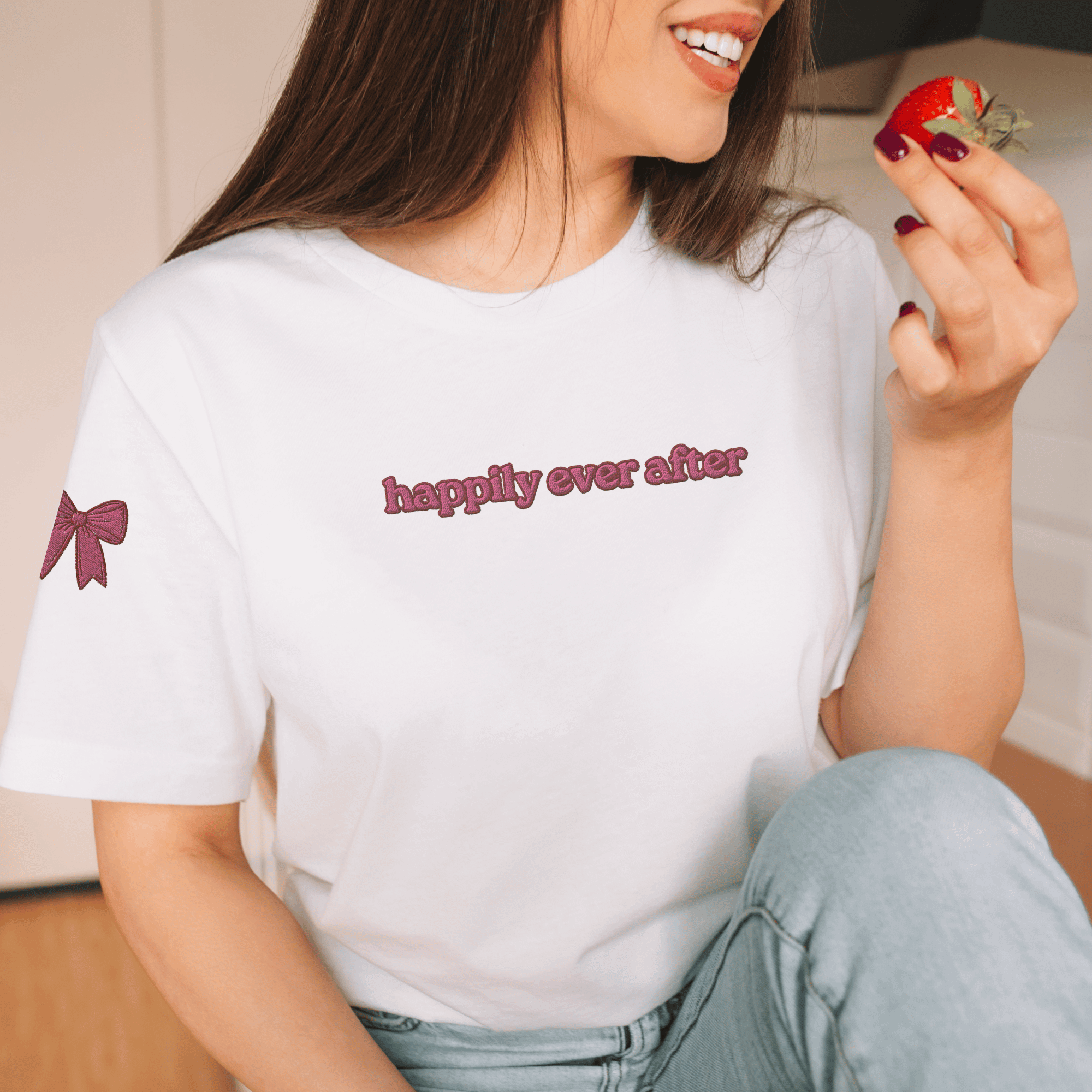 Happily Ever After Embroidered T-Shirt for Romance Book Lover