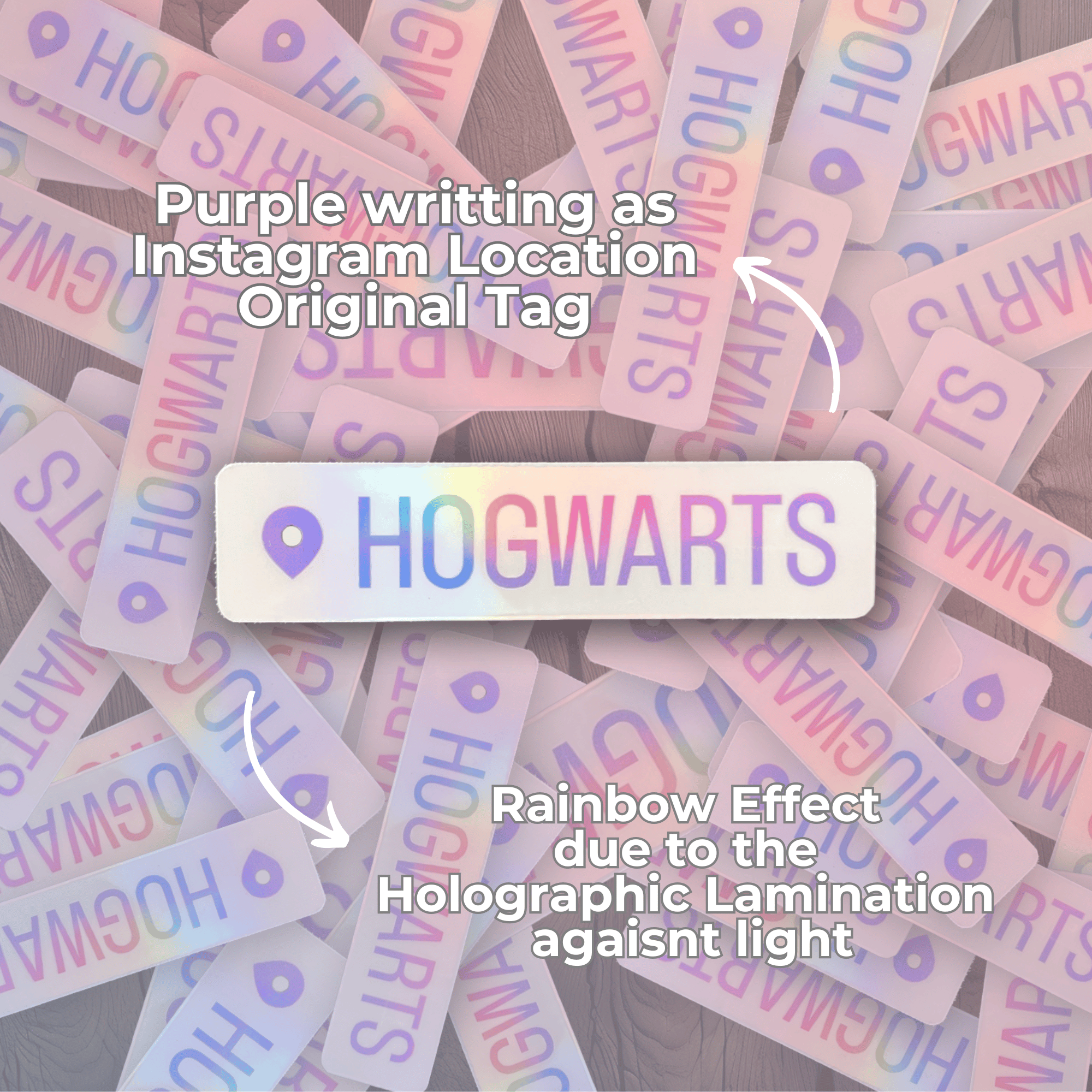 hogwarts location tag holographic sticker