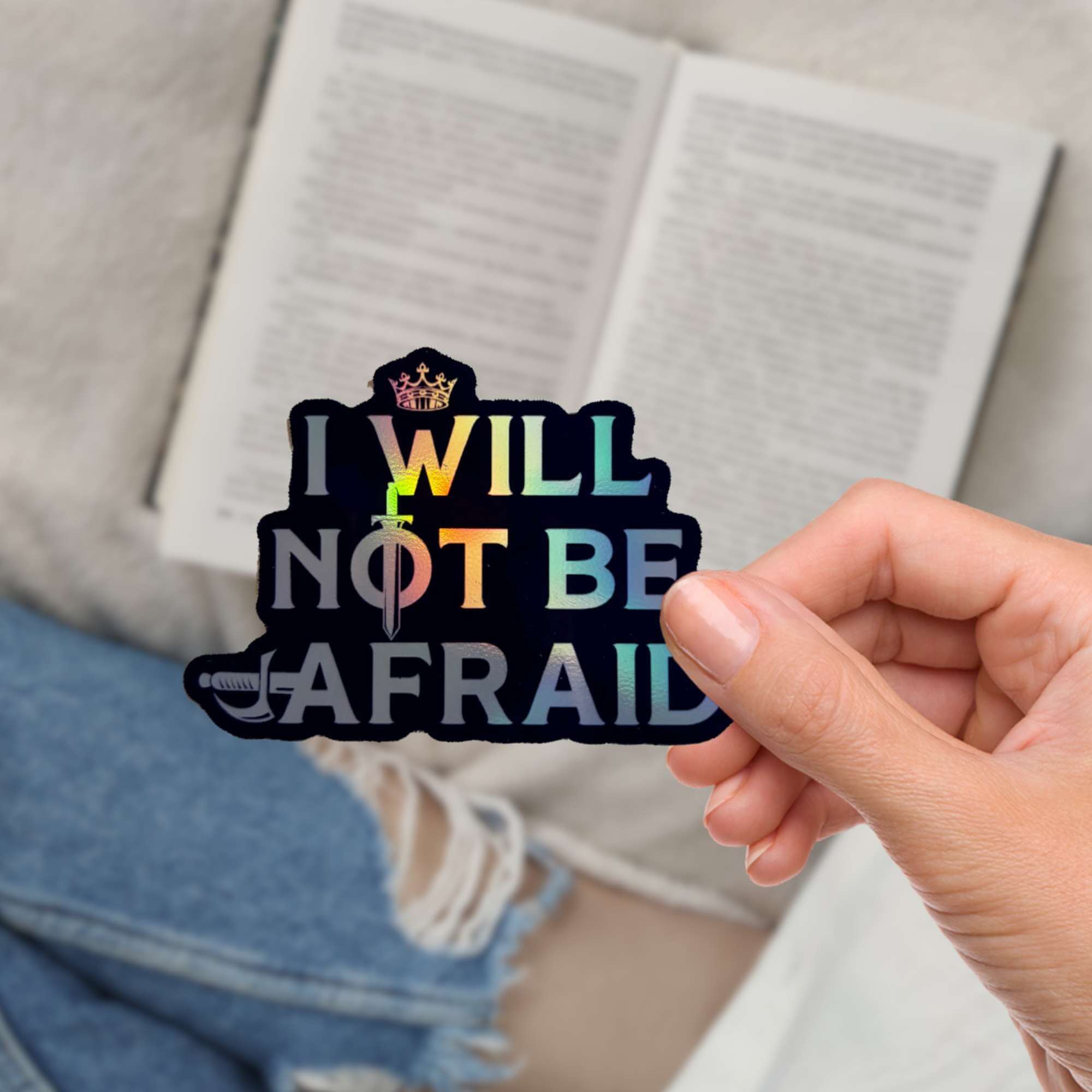 Throne of Glass sticker with Aelin quote "I will not be afraid"