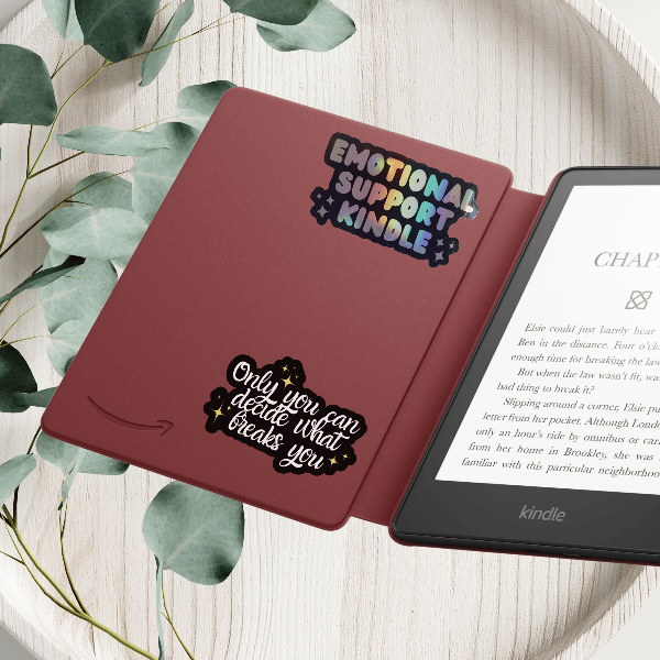 Bookish Queen Bookish Essentials Kindle Stickers Holographic - Emotional Support Kindle