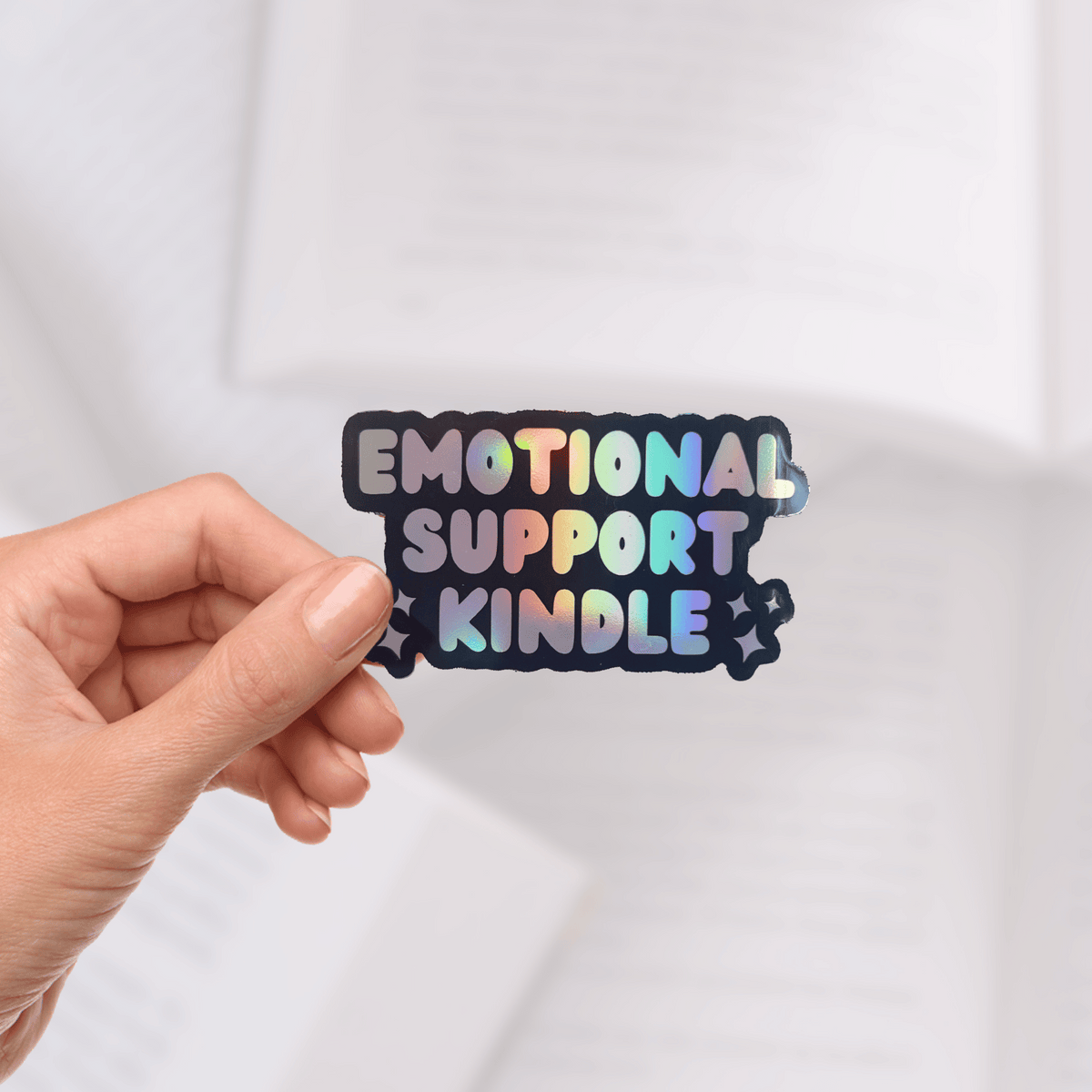 Bookish Queen Bookish Essentials Kindle Stickers Holographic - Emotional Support Kindle