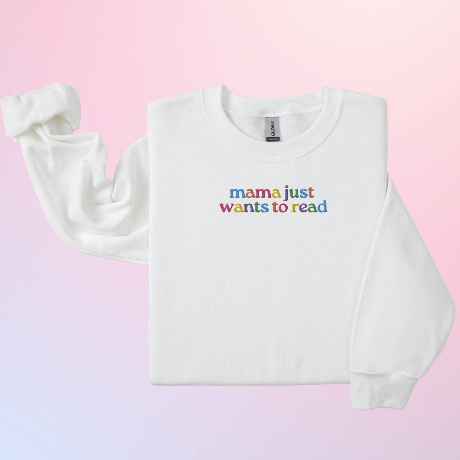Embroidered Book Sweatshirt | Mama Just Wants To Read