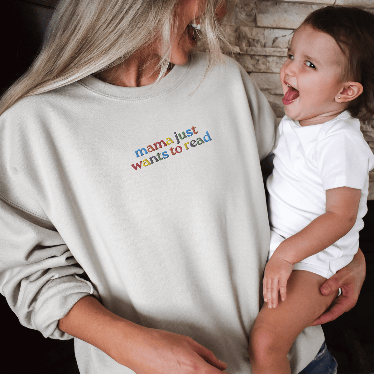 Bookish Queen Sweatshirt Mama Just Wants to Read Embroidered Sweatshirt