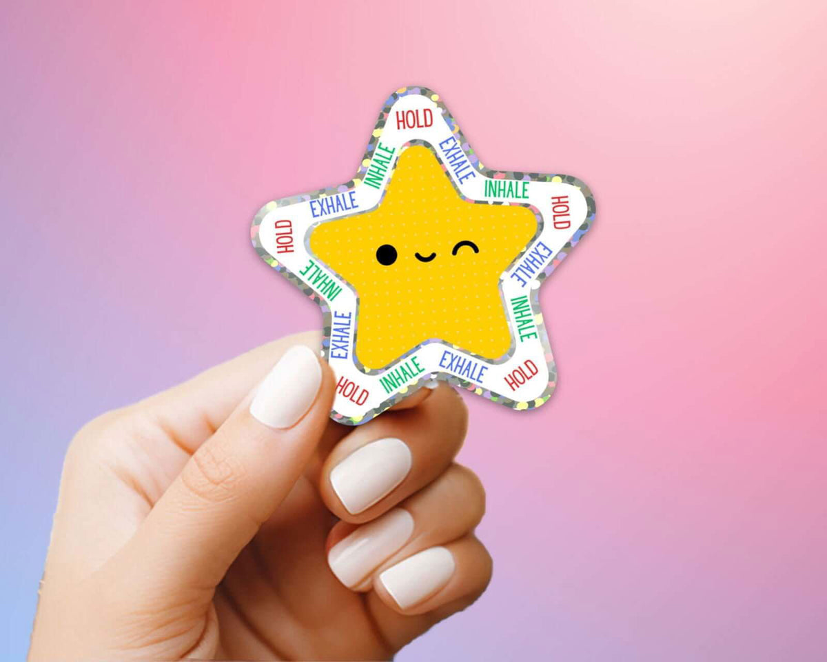 My Store Funny Mental Health Stickers Mental Health Breathing Star Sticker - Calming and Emotional Regulation Tools