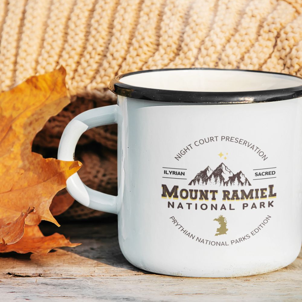Bookish Queen Print Material Mount Ramiel National Park Inpired Enamel Mug (Officially Licensed)