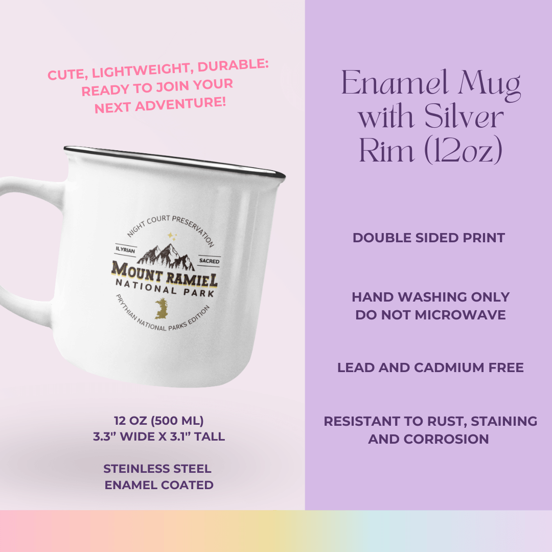 Bookish Queen Print Material Mount Ramiel National Park Inpired Enamel Mug (Officially Licensed)