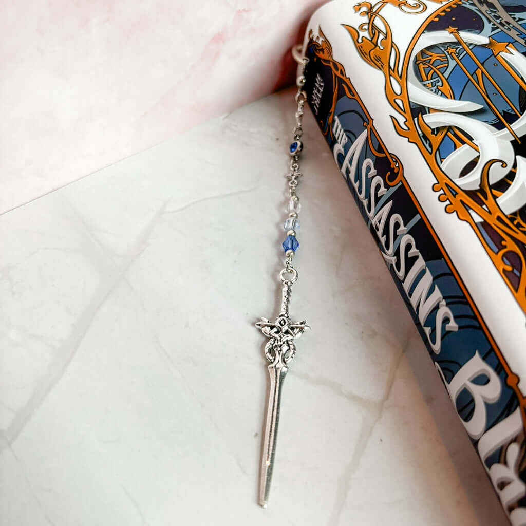Bookish Queen Bookmarks Personalized Birthstone Beaded Bookmark - Sword