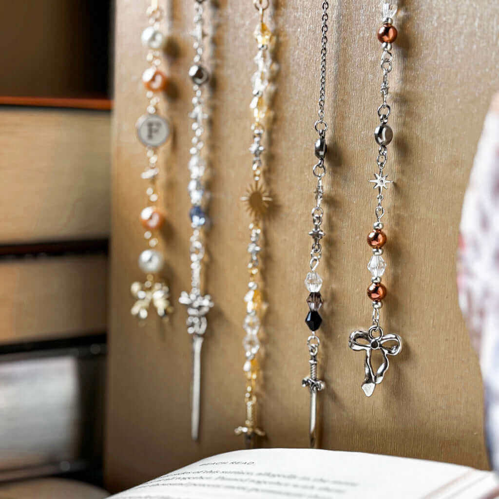 Bookish Queen Bookmarks Personalized Birthstone Beaded Bookmark - Sword
